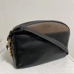 希少品 LOEWE ベラスケス ショルダーバッグ ゴールド金具 レザー 黒×茶