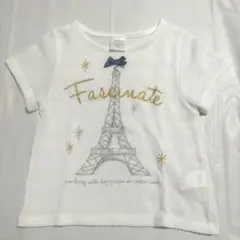 130cm sue エッフェル塔 重ね着 シアートップス 半袖 リボン オシャレ