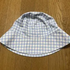 H&M水色ギンガムチェック帽子