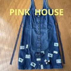 ピンクハウス デニム テリア刺繍ジャンパースカート
