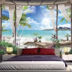 タペストリー 150㎝×100㎝　インテリア　リビング　ベッドルーム　ビーチ風景