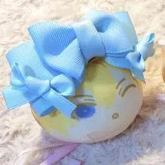 おまんじゅう　ぬいぐるみ　ヘッドドレス　リボン　水色　スカイブルー　サックス