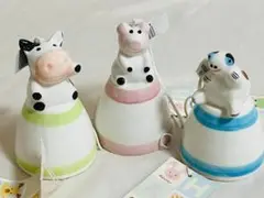 動物型陶器風鈴　牛・豚・猫　さんセット