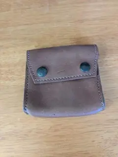 本日最終ブラウンレザー革製ベルトポーチ スナップボタン