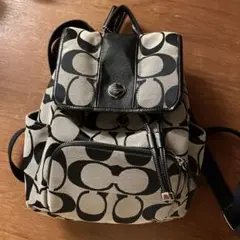 ✨COACH リュック シグネチャー キャンバス グレー チャーム