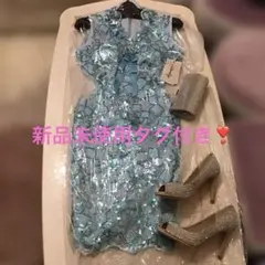 新品未使用未開封タグ付き❣️Andy リボンブローチ付きスパンコールタイトドレス