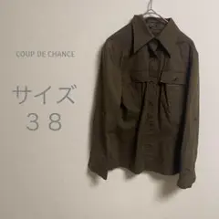 クードシャンス ワールド ブラウン長袖シャツ フロントポケット付き カジュアル