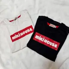 ミキハウス　Tシャツ　120　セット　ロゴウエア　白　黒　ボックスロゴ