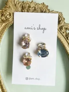 Perfume earring ③ 香水瓶　ボトル ブルー　ピンク　バレエコア