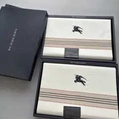 未使用品 BURBERRY バーバリー フラットシーツ ホースロゴ ボーダー