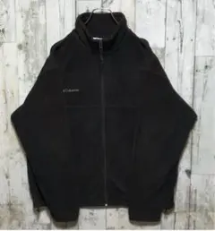 Columbia コロンビア 刺繍ロゴ 黒 L フリース ブルゾン　古着