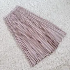 【グレイル】 (M) アコーディオンプリーツロングスカート ウエストゴム ピンク