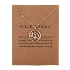 【蓮の花 ネックレス】GOOD KARMA ゴールドカラー ミニ巾着袋付き◆◇