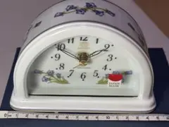 有田焼 置き時計 リズム時計工業 RHYTHM 日本製 紫花柄