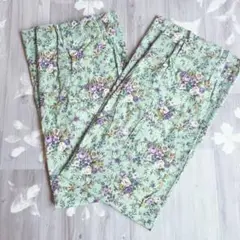 PINE 花柄バラ カーテン ミントグリーン幅100 2枚組 昭和レトロ　日本製