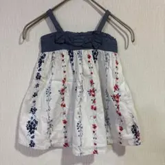 綿100%【H&M】花柄キャミソールワンピース 2way 白 赤 青 リボン
