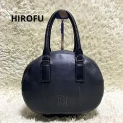 【美品】HIROFU ヒロフ ハンドバッグ 丸型 サークル Hロゴ レザー 本革