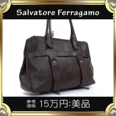 【全額返金保証・送料無料】フェラガモのハンドバッグ・正規品・美品・ブラウン系