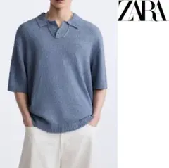 送料無料 新品 ZARA テリー JACQUARD ポロシャツ USサイズ L