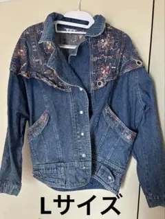 秋冬　刺繍デザイン デニムジャケット　Lサイズ