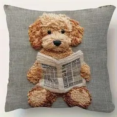 犬の刺繍クッションカバー