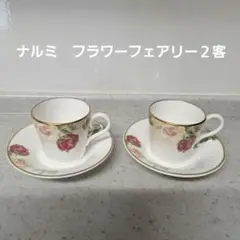 ナルミ フラワーフェアリーズ ケーキプレート＆マグカップ 各2個セット 未使用品 ナルミ フラワーフェアリーズ ケーキプレート＆マグカップ 各2個