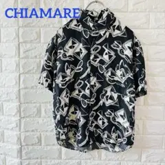 CHIAMARE シャツ 半袖 シルク アブストラクト柄M 総柄 クール
