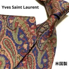 米国製 イヴサンローラン ペイズリー ハンドメイド シルク100％ ネクタイ