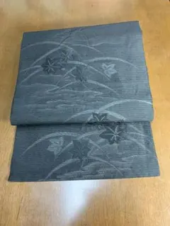 正絹 西陣織 絽 黒地に花柄 喪服 名古屋帯