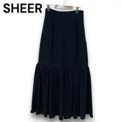 シアー SHEER 黒 フレアスカート ギャザー入り【F】