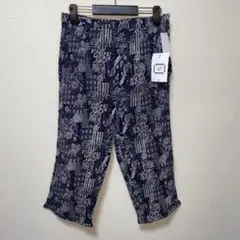 最安値❣️ネイビー　花柄　パンツ ステテコ　ウエストゴム　綿100% M 新品