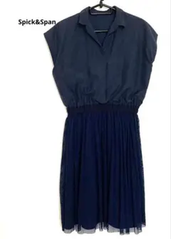 美品★Spick&Spanシャツドレス ネイビー ノースリーブ M〜L