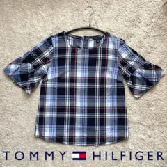 【美品】TOMMY HILFIGER チェック柄 五分袖シャツ Sサイズ
