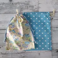 ハンドメイド　巾着袋　小　２枚セット/　7