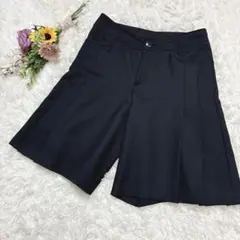 【マーブルインク】ウール100　プリーツ加工　スカート型　キュロット　ブラック
