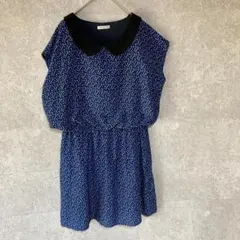GITA COLLECTION（160）フレアワンピース＊総柄＊フレンチスリーブ