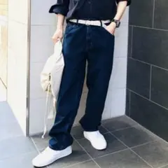 UNIQLO ユニクロ　ワイドフィットジーンズ　ブルー　28（71cm） メンズ