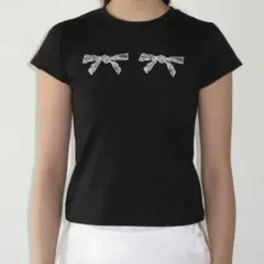 sinoon リボン Tシャツ 黒