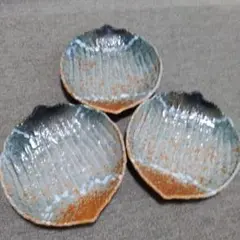 青オレンジグラデーション陶器皿2枚セット