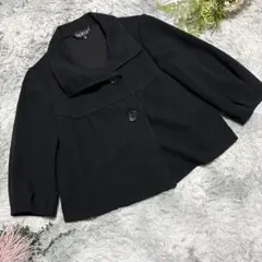 【INDIVI】 ブラックケープ風 ショートジャケットコート38