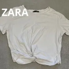 ZARA ホワイト ツイストデザイン Tシャツ