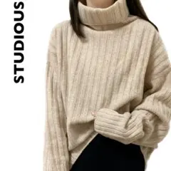 STUDIOUS ウールニット タートルネック ベージュ