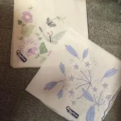 Swatow 花と蝶の刺繍ハンカチセット
