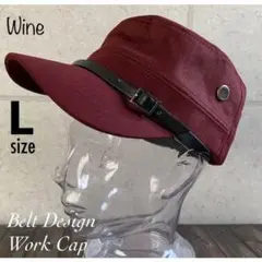 送料込 L サイズ ワークキャップ ベルトデザイン エコレザー 男女 BIG W
