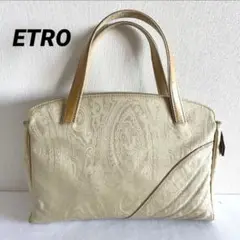 ETRO エトロ ペイズリー柄 ハンドバッグ トートバッグ レザー ベージュ