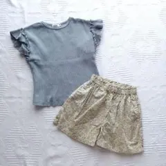 ペアマノン 110cm フリル袖 トップス 花柄ショートパンツ セット まとめ