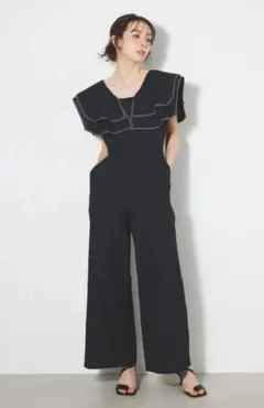 rienda ショルダーダブルフリルロンパース