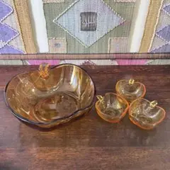 りんご 大皿 小皿 セット ガラス レトロ 食器