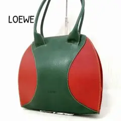 希少! ロエベ ハンドバッグ トート 肩掛け バイカラー ヴィンテージ ロゴ型押