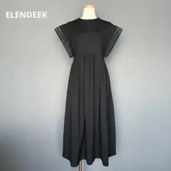 ‘23 エレンディーク ELENDEEK ジャージー ロングワンピース レース袖